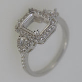 Sterling Silver Semi Mount Ring Setting OCT 9x7mm PE 4x3mm 3 Stone - Syzjewelry